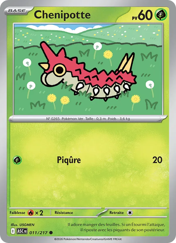 Carte Pokémon Chenipotte de l'extension Héros Transcendants