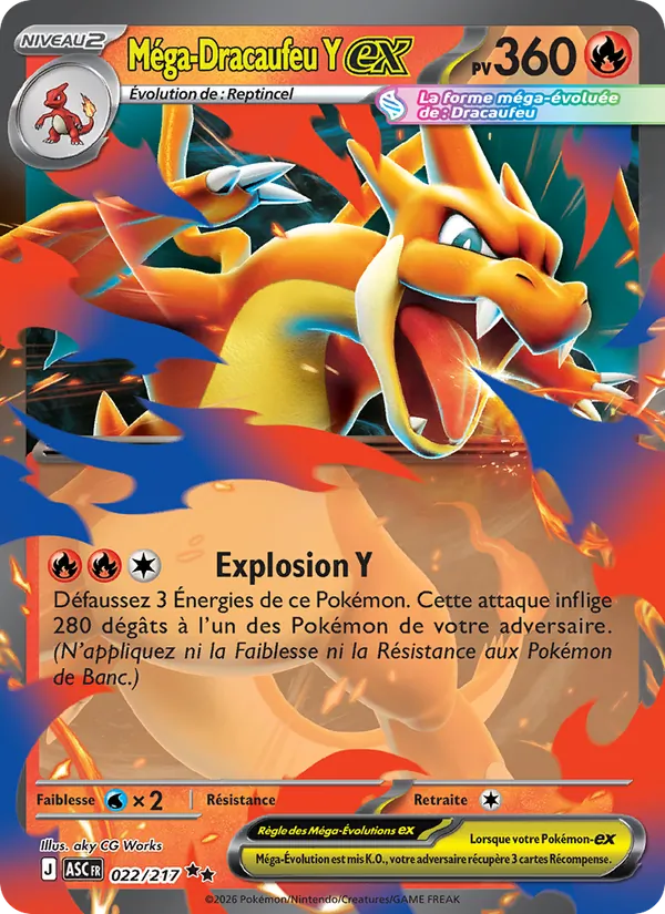 Carte Pokémon Méga-Dracaufeu Y-ex de l'extension Héros Transcendants