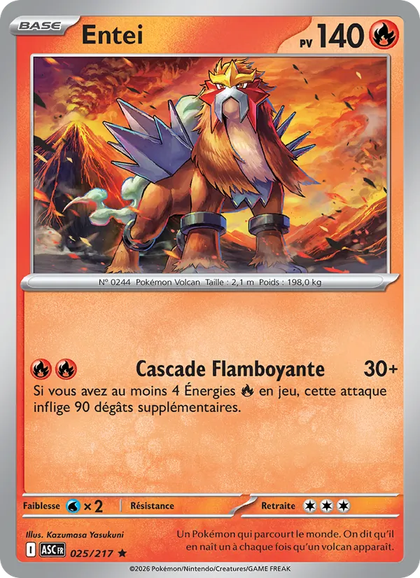 Carte Pokémon Entei de l'extension Héros Transcendants