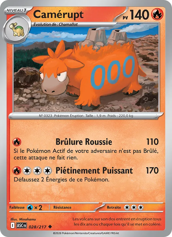 Carte Pokémon Camérupt de l'extension Héros Transcendants