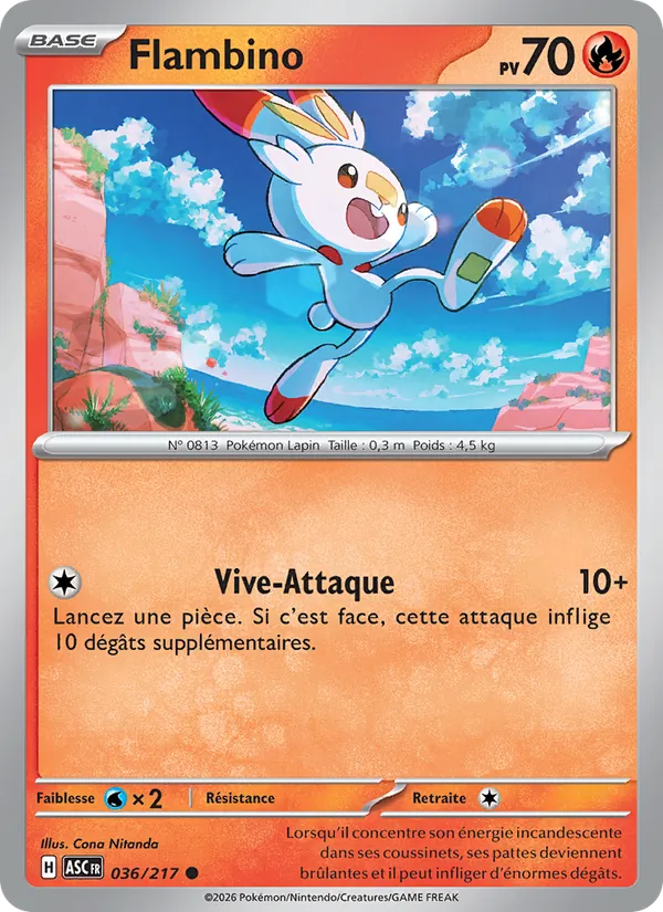 Carte Pokémon Flambino de l'extension Héros Transcendants