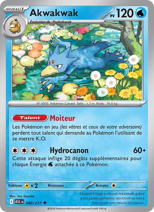 Carte Pokémon Akwakwak de l'extension Héros Transcendants