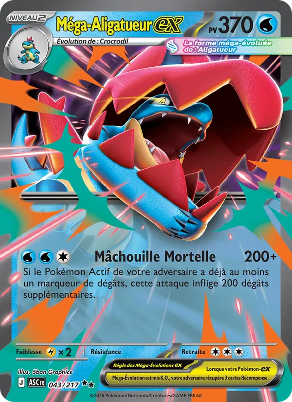 Carte Pokémon Méga-Aligatueur-ex de l'extension Héros Transcendants