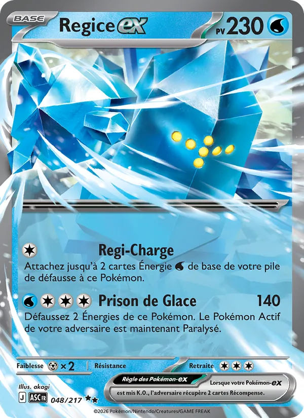 Carte Pokémon Regice-ex de l'extension Héros Transcendants