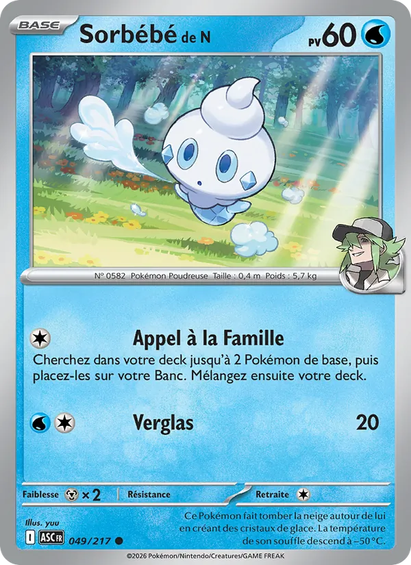 Carte Pokémon Sorbébé de N de l'extension Héros Transcendants