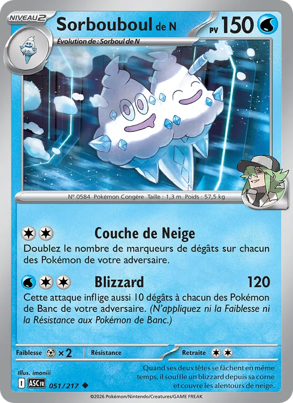 Carte Pokémon Sorbouboul de N de l'extension Héros Transcendants