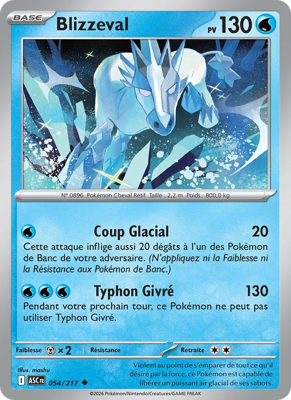 Carte Pokémon Blizzeval de l'extension Héros Transcendants