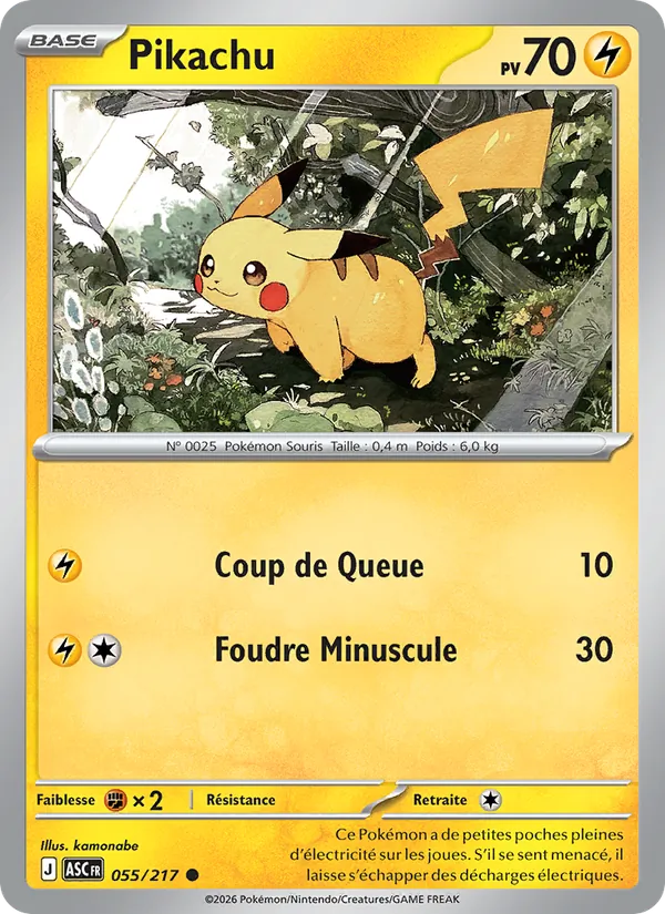 Carte Pokémon Pikachu de l'extension Héros Transcendants