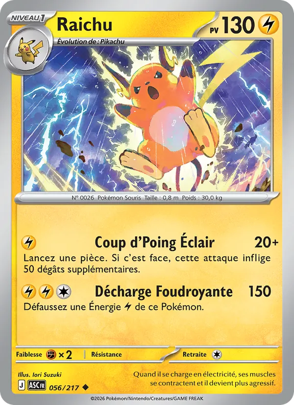 Carte Pokémon Raichu de l'extension Héros Transcendants