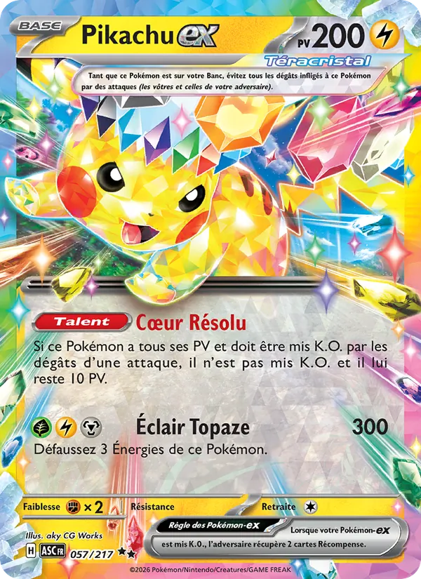Carte Pokémon Pikachu-ex de l'extension Héros Transcendants