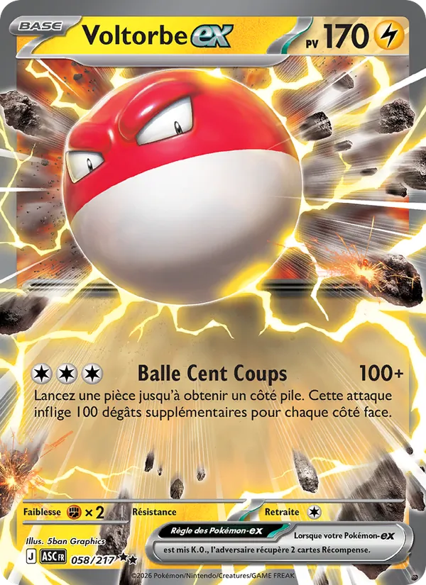 Carte Pokémon Voltorbe-ex de l'extension Héros Transcendants