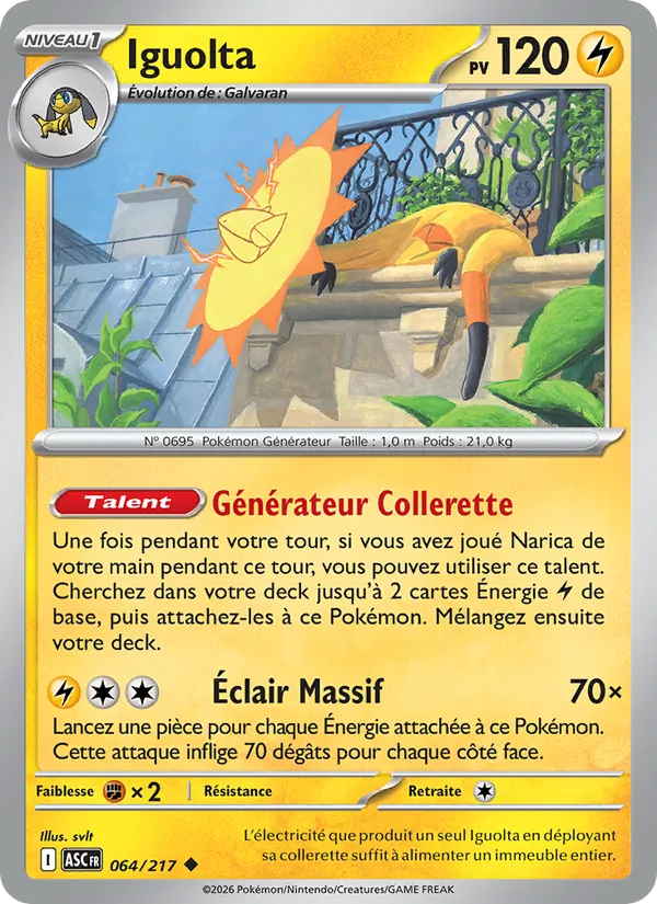 Carte Pokémon Iguolta de l'extension Héros Transcendants