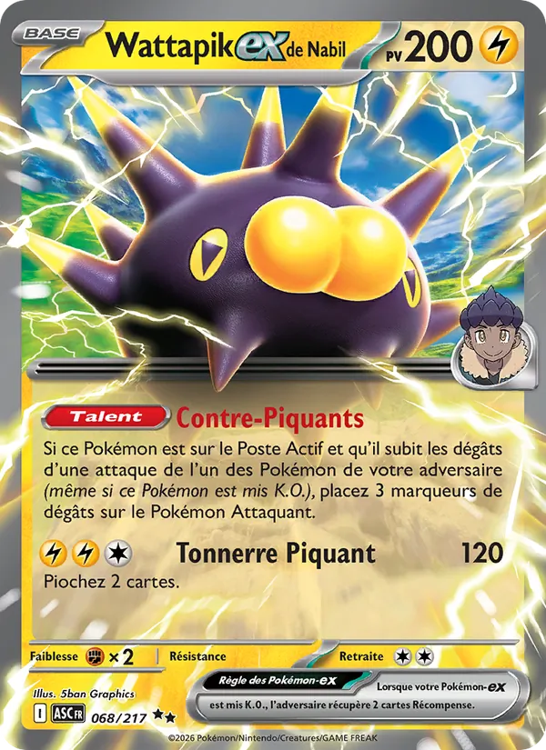 Carte Pokémon Wattapik-ex de Nabil de l'extension Héros Transcendants
