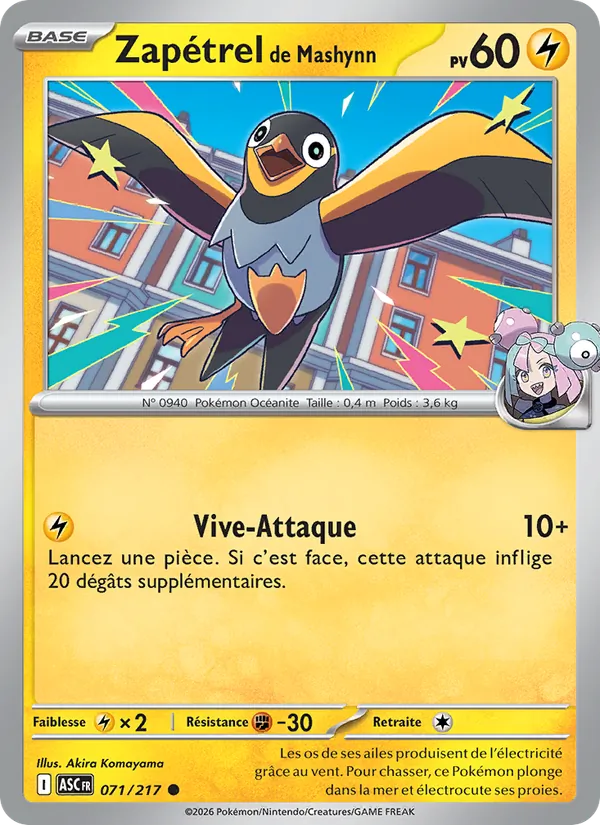 Carte Pokémon Zapétrel de Mashynn de l'extension Héros Transcendants