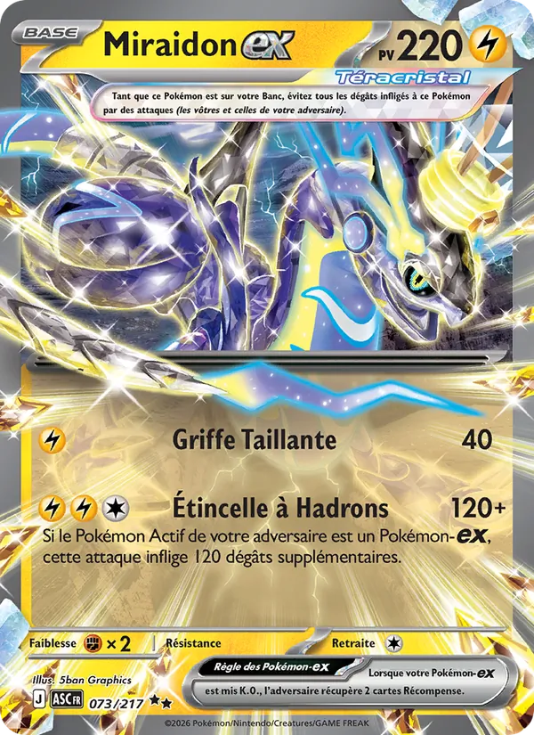 Carte Pokémon Miraidon-ex de l'extension Héros Transcendants