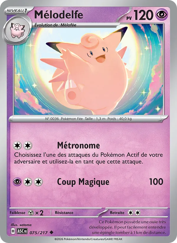 Carte Pokémon Mélodelfe de l'extension Héros Transcendants