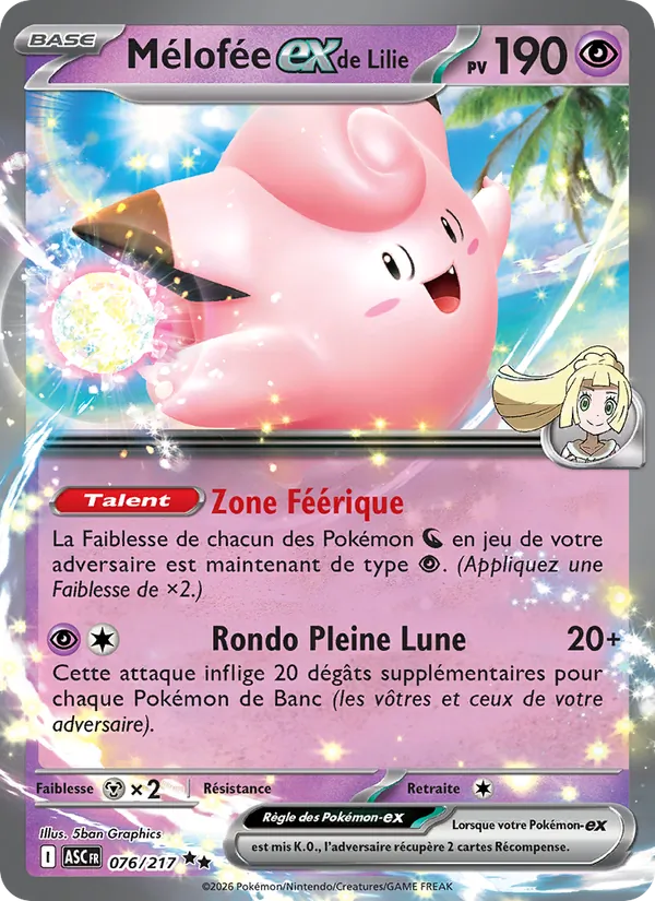 Carte Pokémon Mélofée-ex de Lilie de l'extension Héros Transcendants