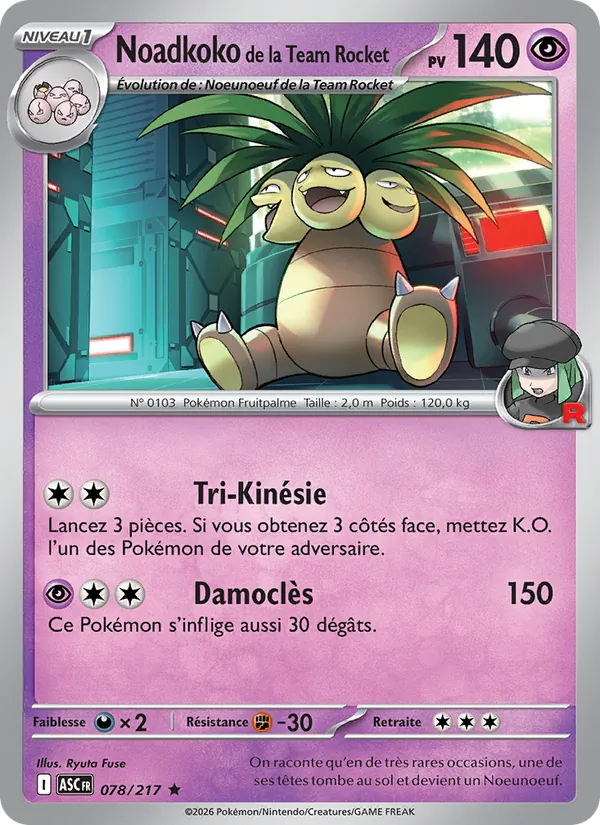 Carte Pokémon Noadkoko de la Team Rocket de l'extension Héros Transcendants
