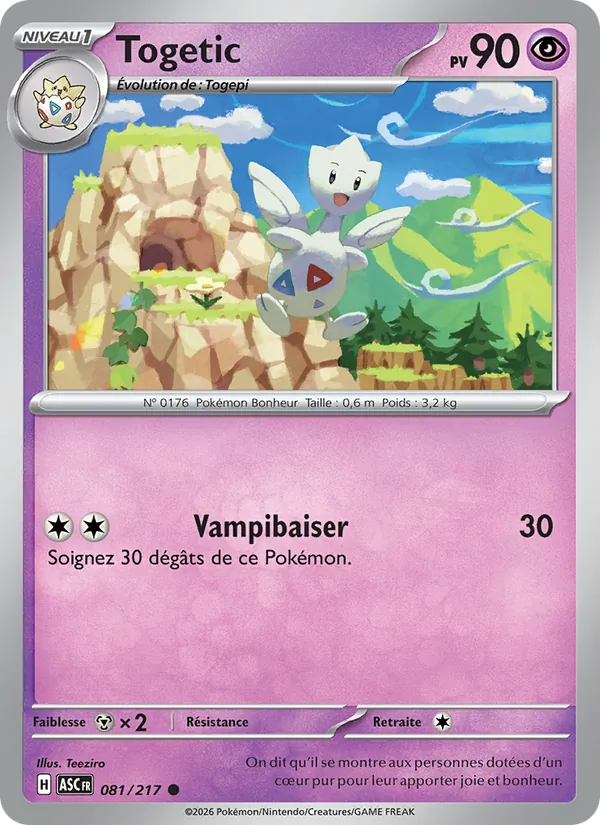 Carte Pokémon Togetic de l'extension Héros Transcendants