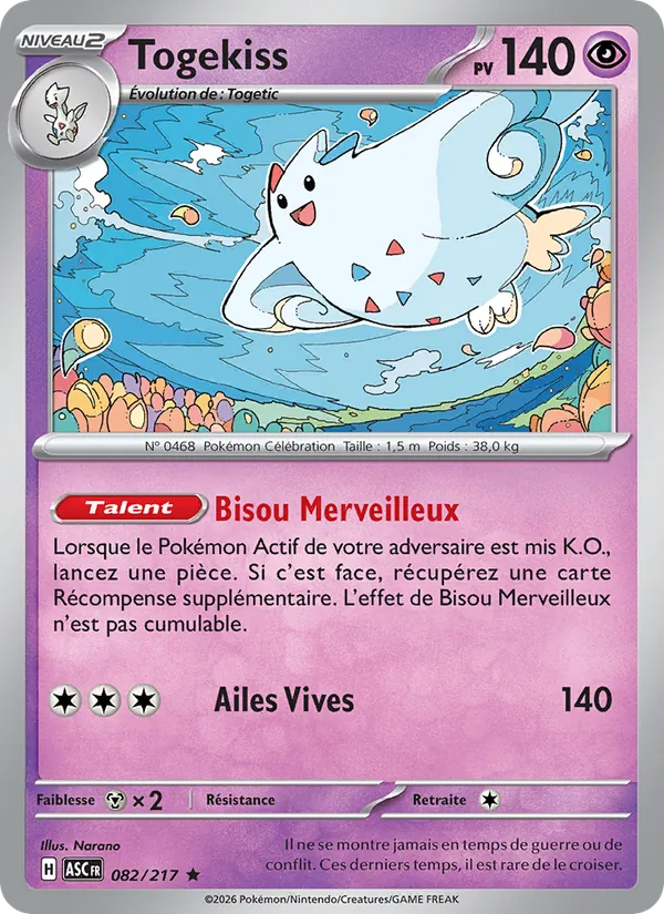 Carte Pokémon Togekiss de l'extension Héros Transcendants