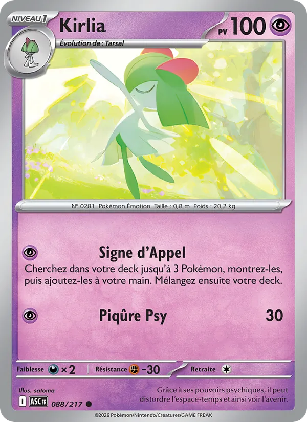 Carte Pokémon Kirlia de l'extension Héros Transcendants