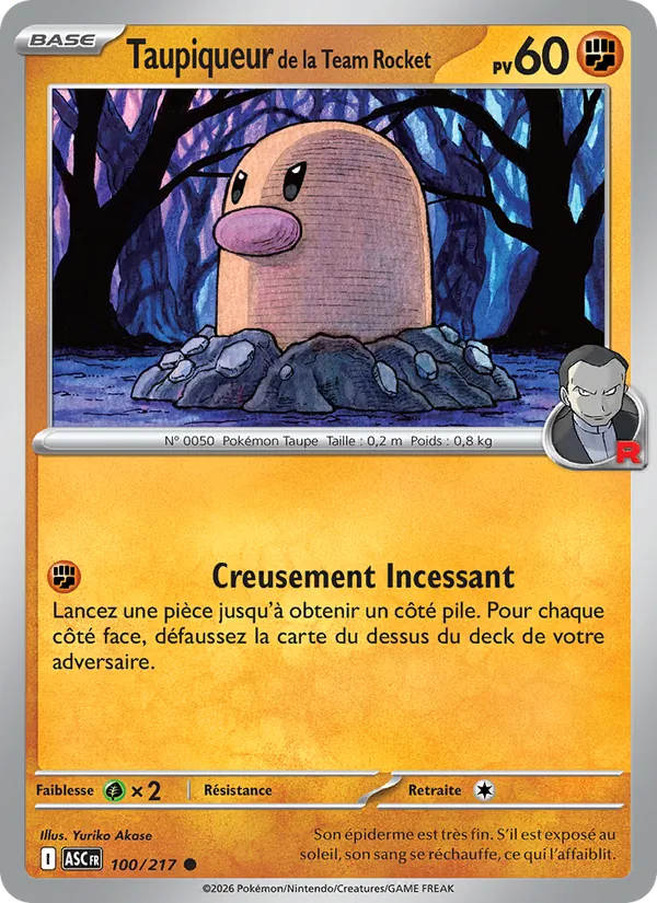 Carte Pokémon Taupiqueur de la Team Rocket de l'extension Héros Transcendants