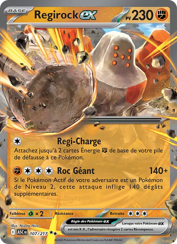 Carte Pokémon Regirock-ex de l'extension Héros Transcendants
