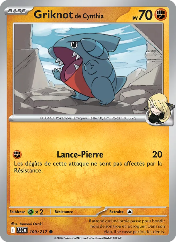 Carte Pokémon Griknot de Cynthia de l'extension Héros Transcendants