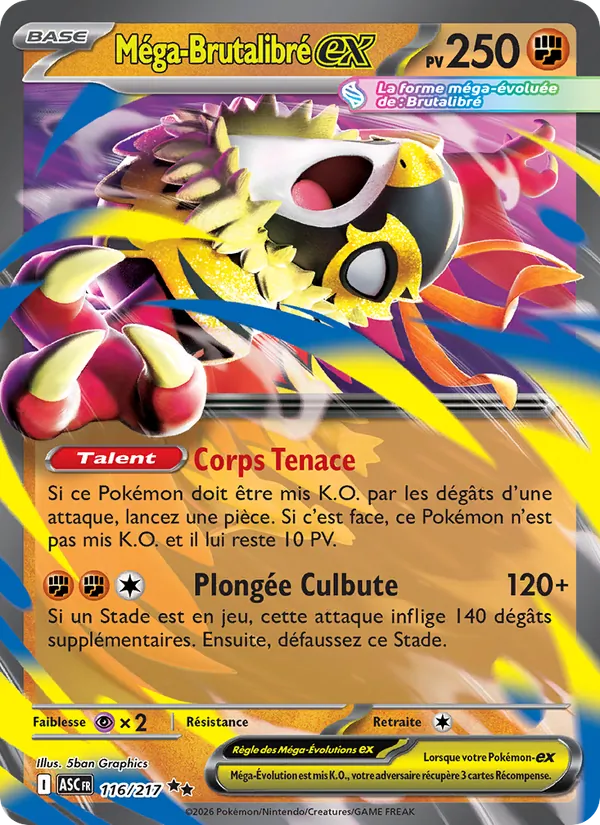 Carte Pokémon Méga-Brutalibré-ex de l'extension Héros Transcendants