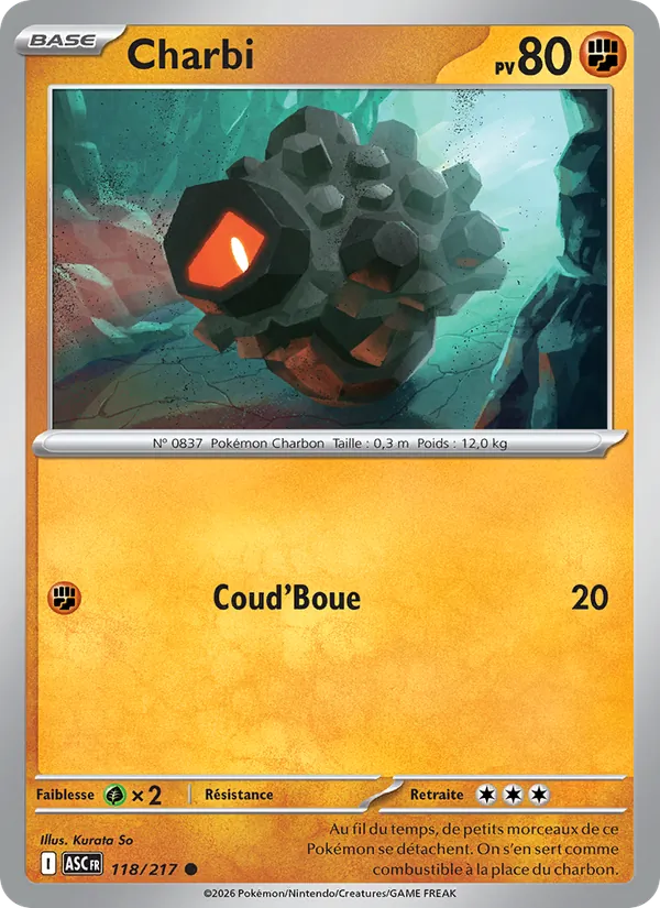 Carte Pokémon Charbi de l'extension Héros Transcendants