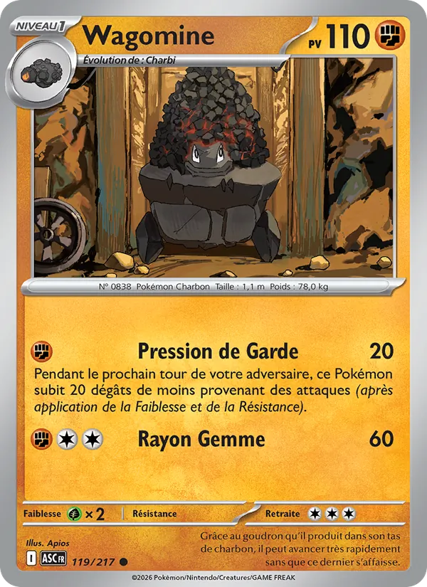 Carte Pokémon Wagomine de l'extension Héros Transcendants