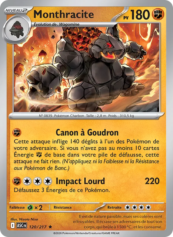 Carte Pokémon Monthracite de l'extension Héros Transcendants