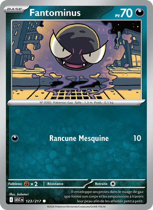 Carte Pokémon Fantominus de l'extension Héros Transcendants
