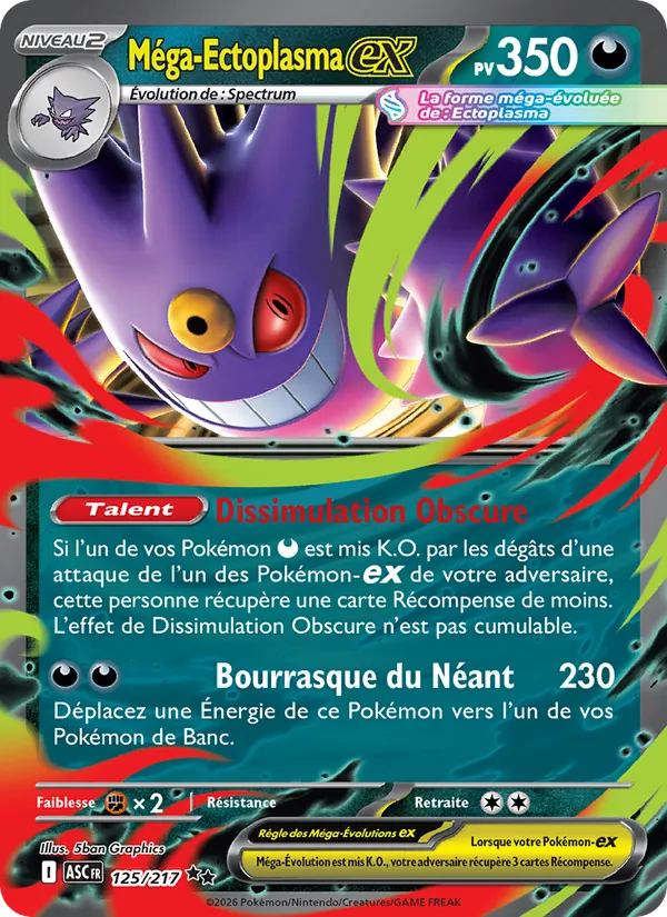Carte Pokémon Méga-Ectoplasma-ex de l'extension Héros Transcendants