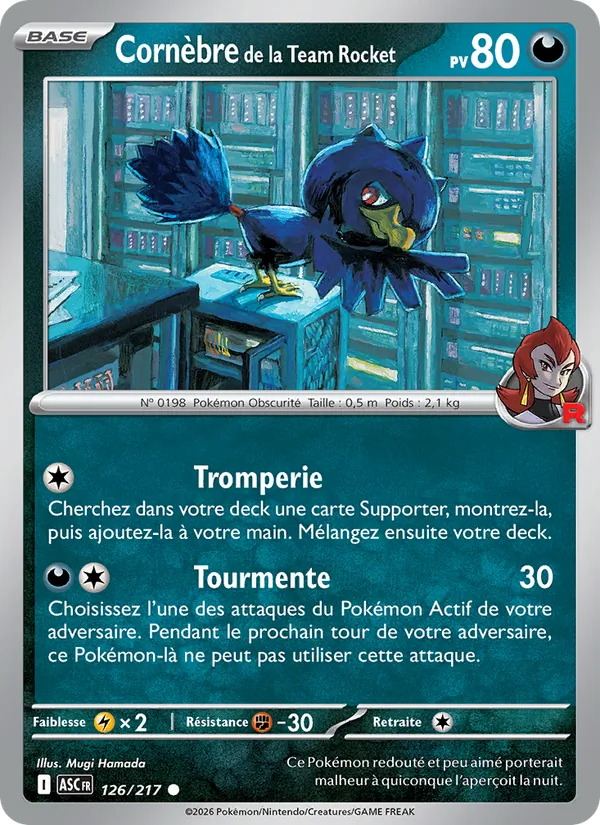 Carte Pokémon Cornèbre de la Team Rocket de l'extension Héros Transcendants