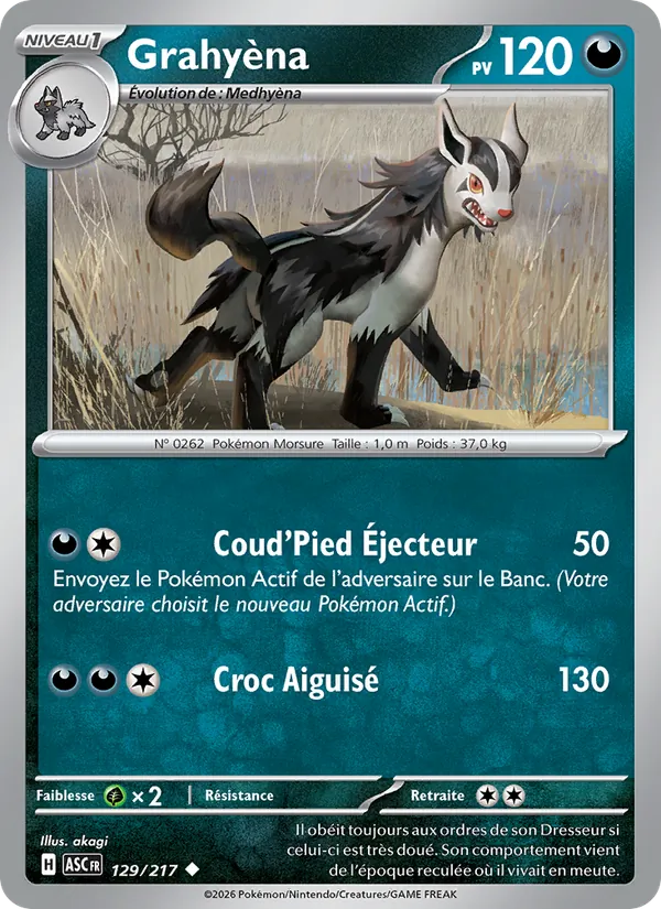 Carte Pokémon Grahyèna de l'extension Héros Transcendants