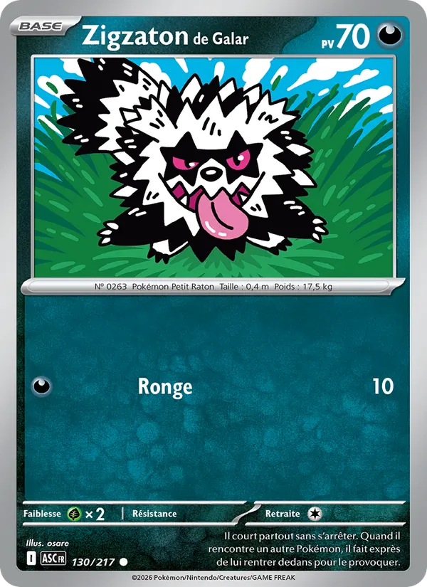 Carte Pokémon Zigzaton de Galar de l'extension Héros Transcendants