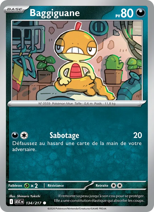Carte Pokémon Baggiguane de l'extension Héros Transcendants