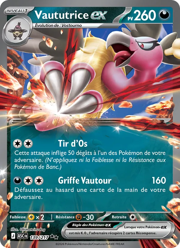 Carte Pokémon Vaututrice-ex de l'extension Héros Transcendants