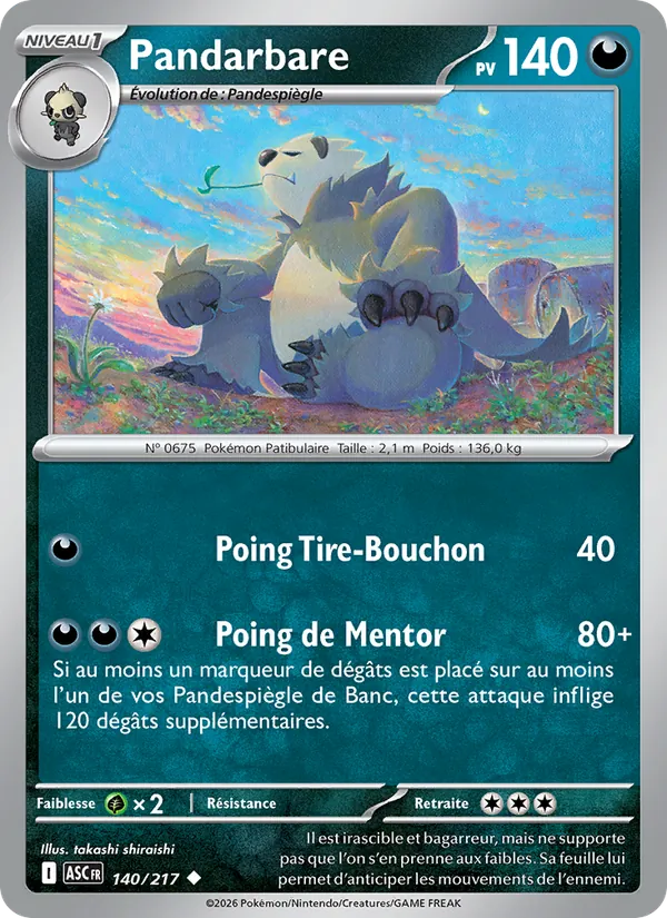 Carte Pokémon Pandarbare de l'extension Héros Transcendants