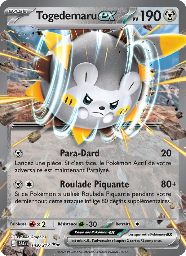 Carte Pokémon Togedemaru-ex de l'extension Héros Transcendants