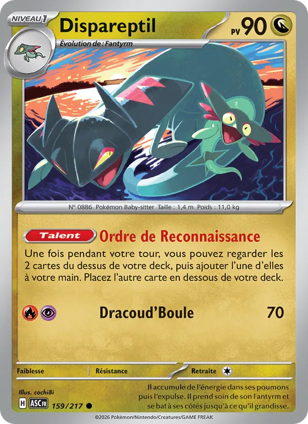 Carte Pokémon Dispareptil de l'extension Héros Transcendants