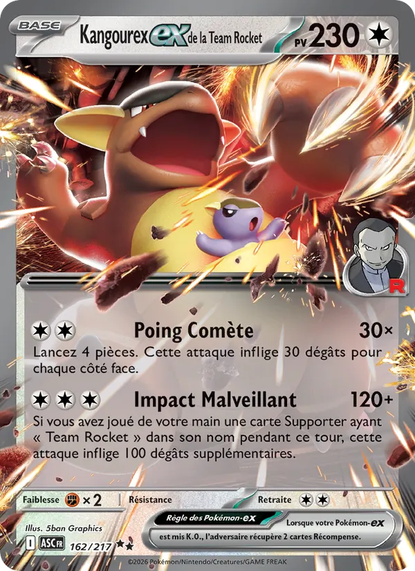 Carte Pokémon Kangourex-ex de la Team Rocket de l'extension Héros Transcendants