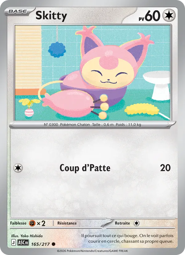 Carte Pokémon Skitty de l'extension Héros Transcendants