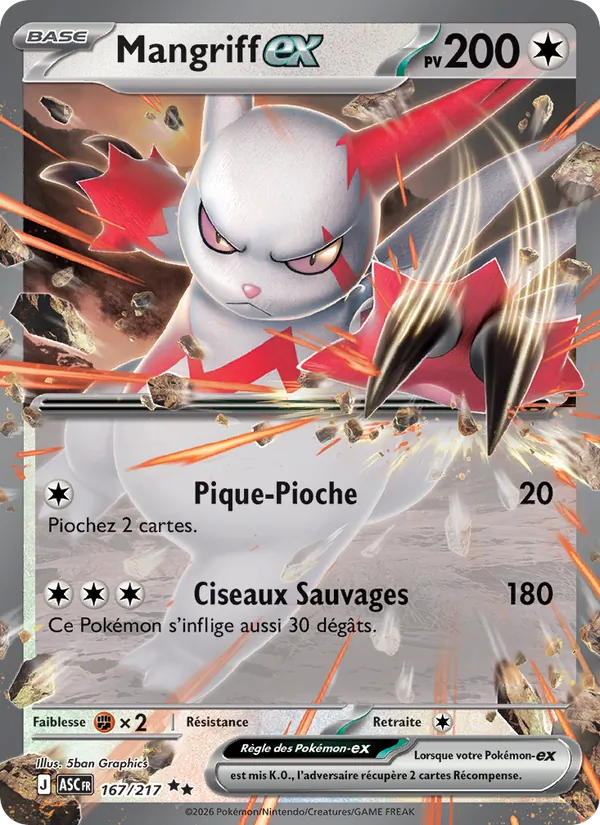 Carte Pokémon Mangriff-ex de l'extension Héros Transcendants