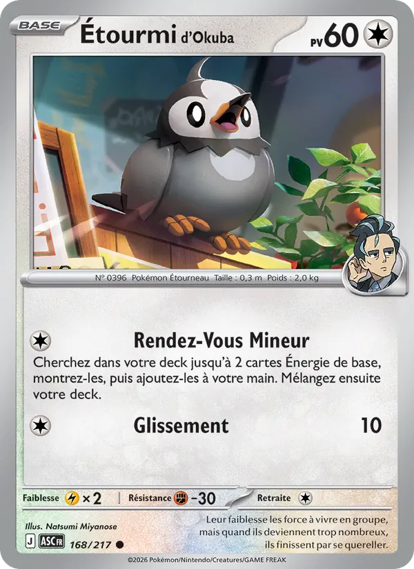 Carte Pokémon Étourmi d'Okuba de l'extension Héros Transcendants