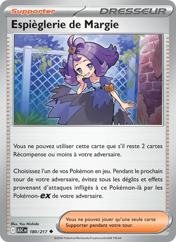 Carte Pokémon Espièglerie de Margie de l'extension Héros Transcendants