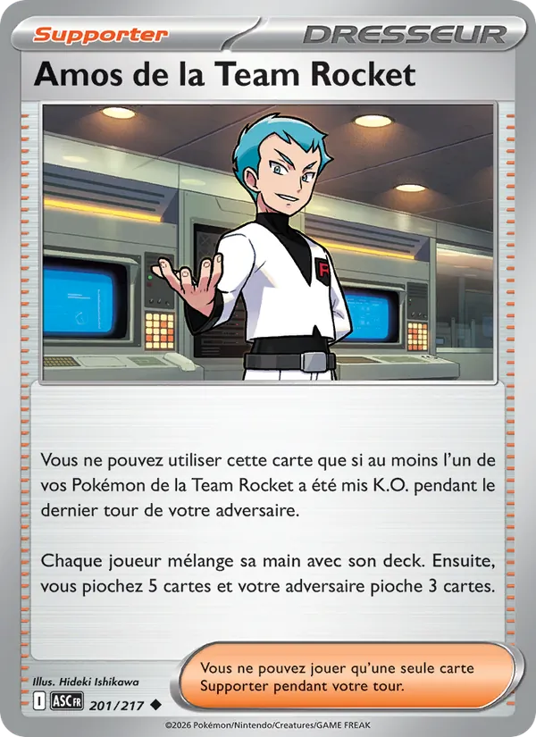 Carte Pokémon Amos de la Team Rocket de l'extension Héros Transcendants