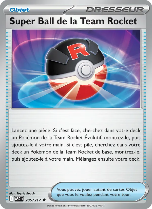 Carte Pokémon Super Ball de la Team Rocket de l'extension Héros Transcendants