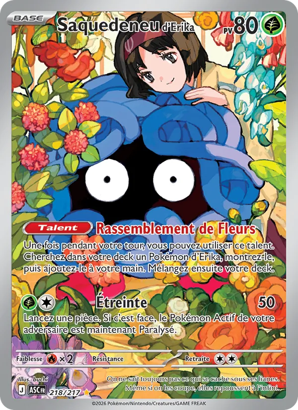 Carte Pokémon Saquedeneu d'Erika de l'extension Héros Transcendants